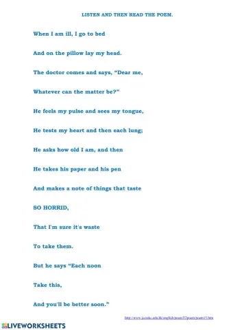 When I am ill (Reading)