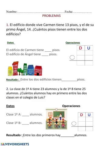 Problemas de sumas sin llevar