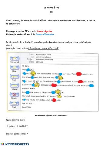 Put the verb be in the correct form (in an e-mail)