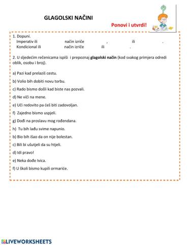 Glagolski načini - vježba