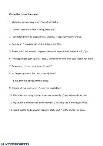 B2.2 Adverbs and adverbial phrases