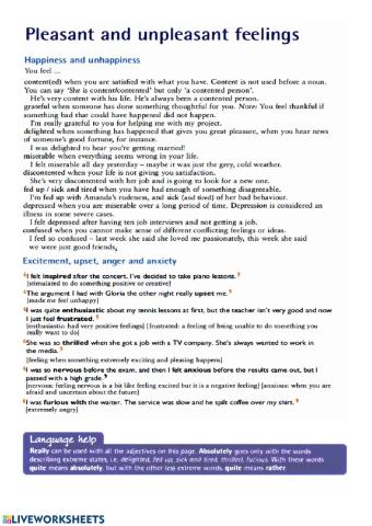 Vocabulary with feelings