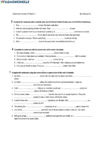 Grammar review 2º bach