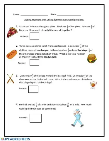 Adding fractions with unlike denominators
