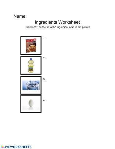 (m) Muffin ingredients worksheet