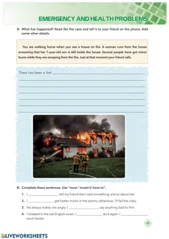 Grade 9 Theme 8 Emergency and Health Problems WB Page 47