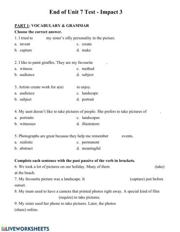 Impact 3 - End-of-Unit 7 Test