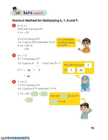 Shortcut Method for Multiplying 6, 7, 8 and 9