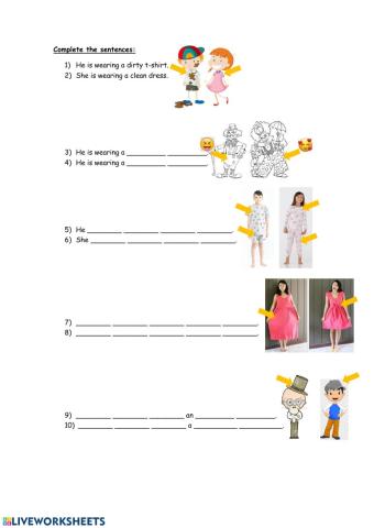 Wearing, adjectives and clothes