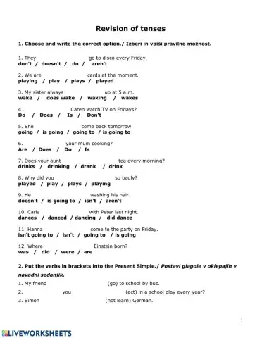 Revision of tenses