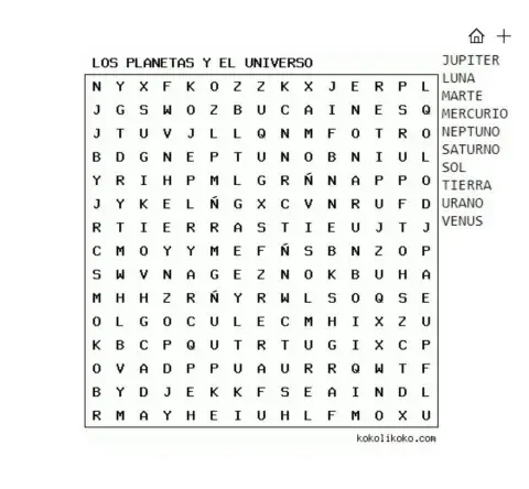 Sopa de letras: los planetas