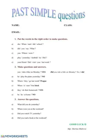 Past simple questions