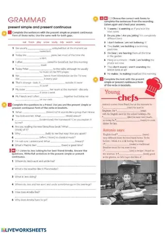 Present simple and continuous, 3rd