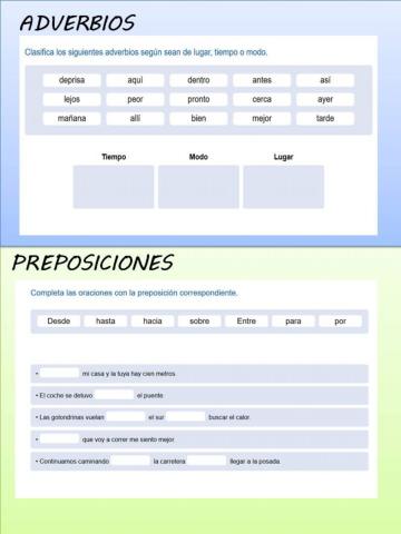 Adverbios y preposiciones
