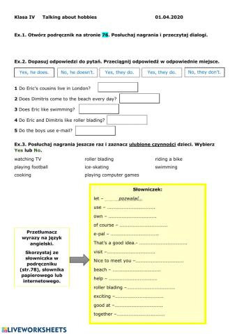 Talking about hobbies