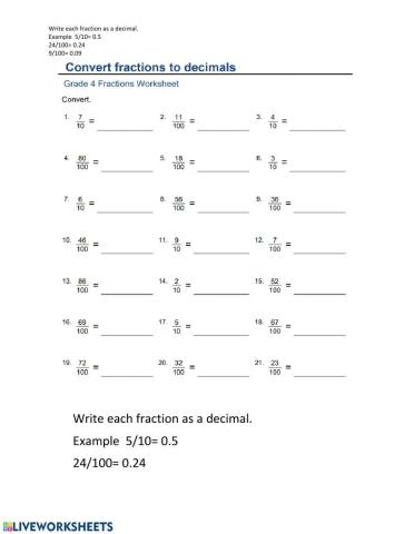 Decimals and Fractions