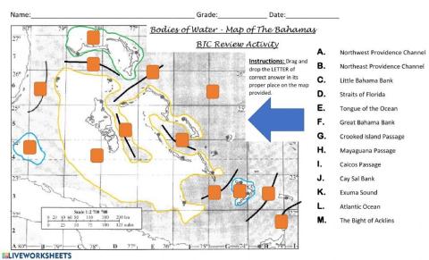 Bodies Of Water - Map of the Bahamas