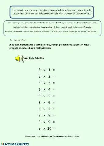 Memorizza, riempi gli spazi scrivendo (con tabella) cod.10