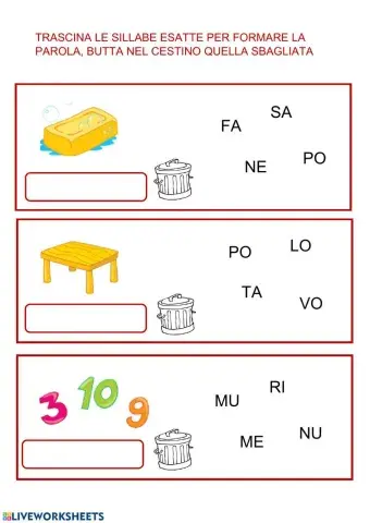 Trascina i cartellini