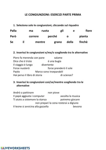 Le congiunzioni: parte prima