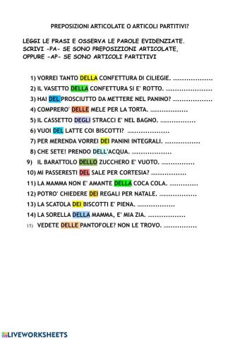 Articoli partitivi o preposizioni articolate?