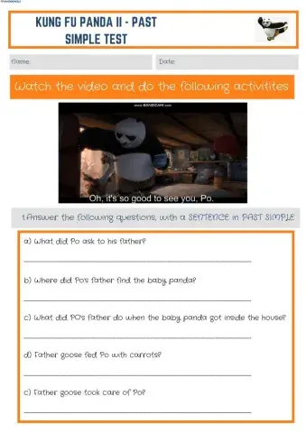 Kung Fu Panda II Past Simple test