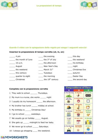 Preposizioni di tempo