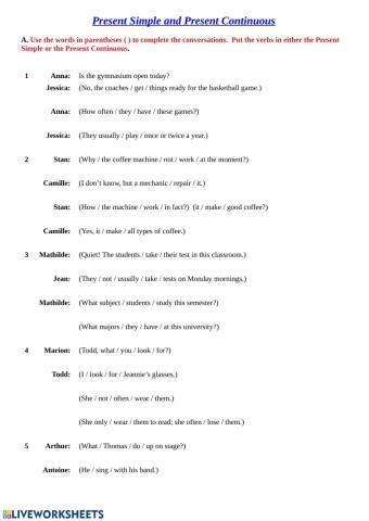 Present Simple and Present Continuous