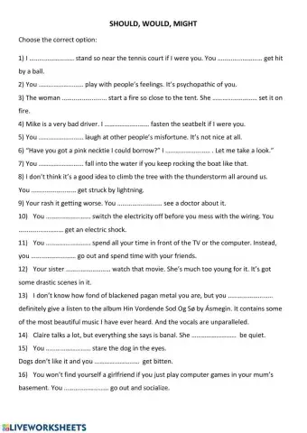 Modal verbs - should, would, might