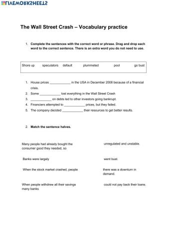 The Wall Street Crash vocabulary practice