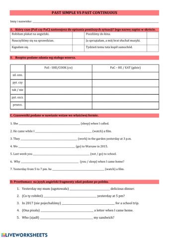 Past Simple vs Past Continuous