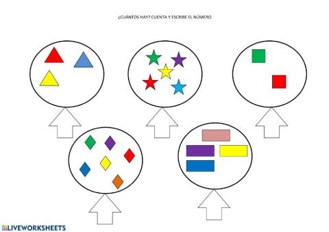 ¿CUÁNTOS HAY? CUENTA Y ESCRIBE EL NÚMERO