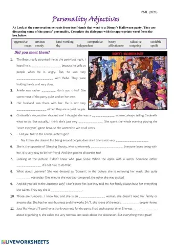 Personality adjectives