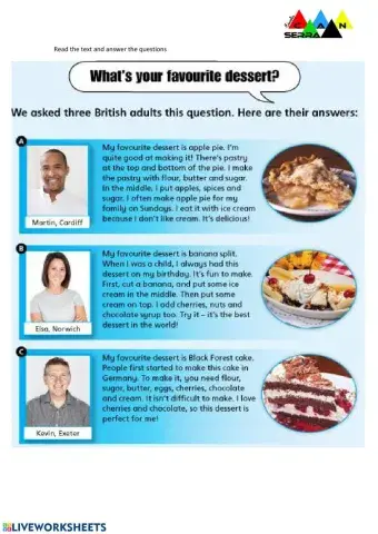 My favourite dessert reading