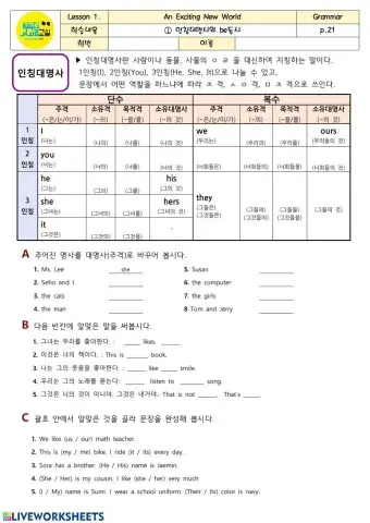 2020-1학년-영어-1차시-be동사와 인칭대명사