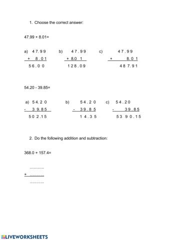 Maths activity