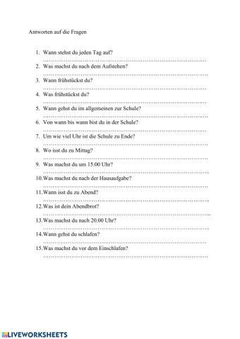 Fragen zum Tagesablauf