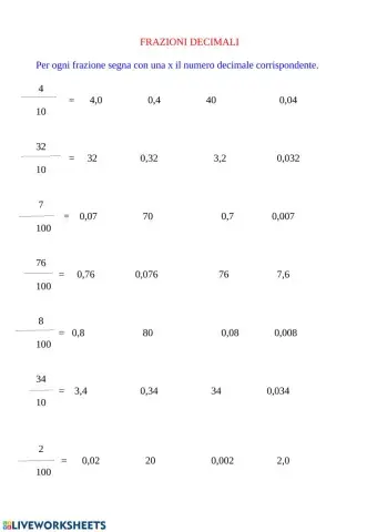 Frazioni decimali