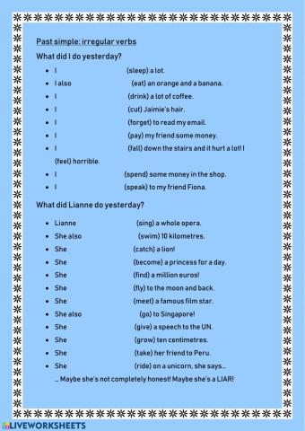 Past simple irregular verbs
