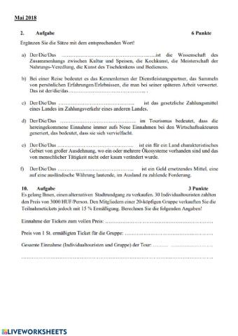 Touristik Abitur Mai 2018