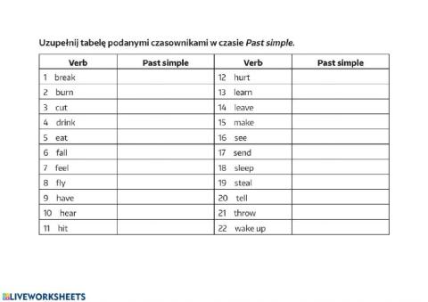 Past Simple - irregular verb forms