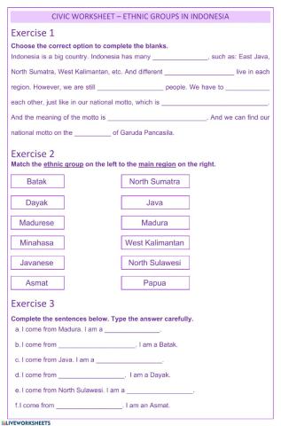 Civics - Ethnic Groups in Indonesia