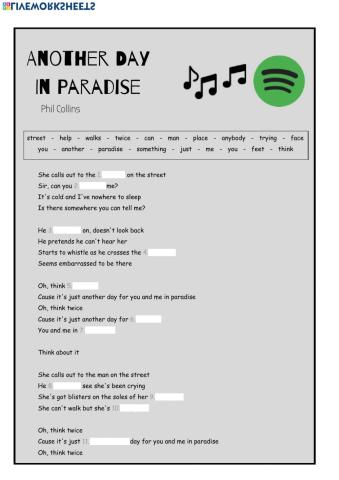 Listening song - Another day in paradise