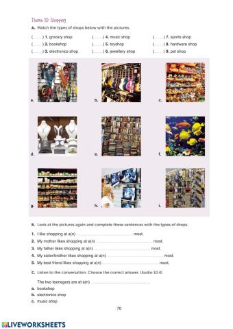 Grade 10 Theme 10 Shopping WB Page 70