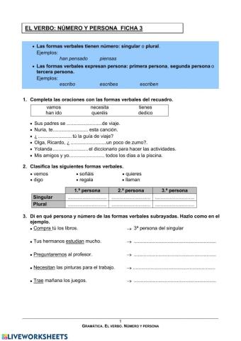 Numéro y persona del verbo