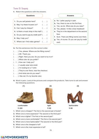 Grade 10 Theme 10 Shopping WB Page 72