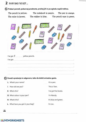 School supplies and numbers