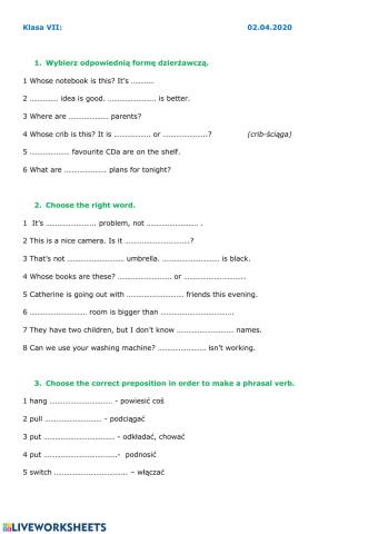 Present Perfect, possessives