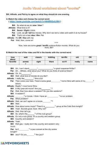 5th grades unıt 6 movies audio worksheet