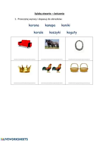 Czytanie sylab otwartych 1